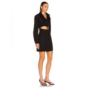Revolve Matthew Bruch Cutout Mini Shirt Black Dress 100% cotton